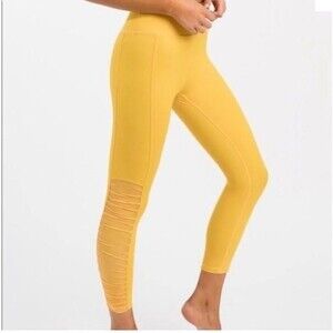 Zyia yellow cinched mesh side hem legging size 4